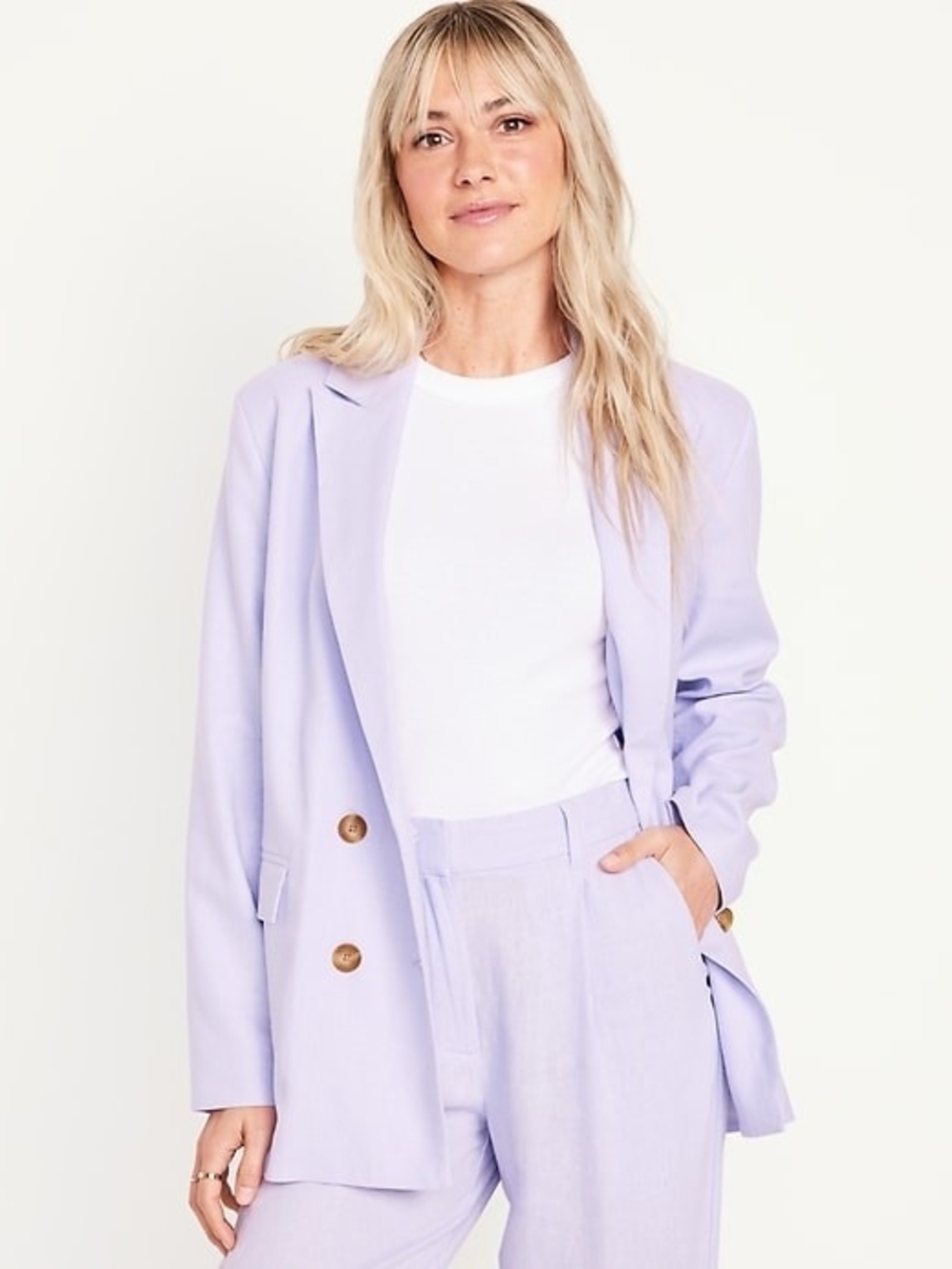 Old Navy Lavender Double-Breasted Blazer - Women's Lightweight Jacket